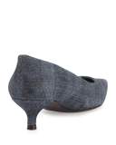 Poco Denim Kitten-Heel Pump, Navy