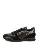 Rockrunner Metallic Camo-Print Trainer Sneaker, Black