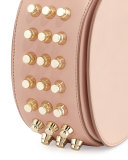 Lia Mini Leather Saddle Bag, Blush
