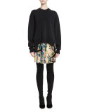 Crazy Cleopatra-Print Slim Skirt, Multi Colors