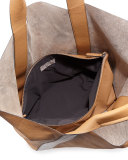 Reversible Metallic Leather Tote Bag, Silver