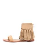 Lark Tassel Leather Sandal, Wheat