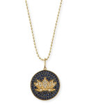 Medium Pavé Blue Sapphire & Diamond Lotus Necklace