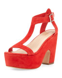 Minette Suede Platform Sandal, Poppy