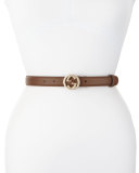 Skinny Leather Logo-Clasp Belt
