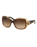 Universal-Fit Floral Butterfly Sunglasses, Havana