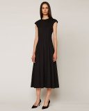 Cher Cap-Sleeve Midi Dress, Black
