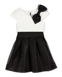 Park Ave Princess Flyaway Cap-Sleeve Scuba Combo Dress, Black/White, Size 2-6X