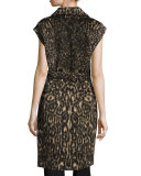 Noa Long Leopard-Jacquard Vest, Chocolate Multi