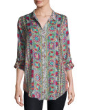 Rosetto Button-Front Printed Tunic