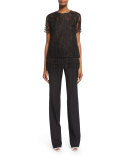 Straight-Leg Tuxedo Pants, Black