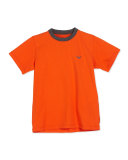 Short-Sleeve Basic Cotton Tee, Medium Orange, Size 4-12