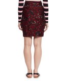 Jayda Floral Wrap Skirt, Burgundy/Gray