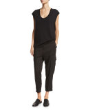 Cropped Linen-Blend Cargo Pants