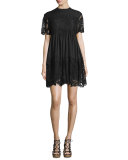 Short-Sleeve Lace Babydoll Dress