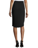 Signature Relaxed High-Low Faux-Wrap Skirt, Black