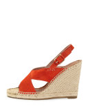 Jace Crisscross Slingback Wedge Sandal, Orange