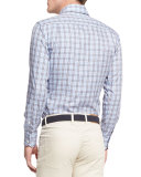 Cambridge Plaid Sport Shirt, Imperial Turquoise