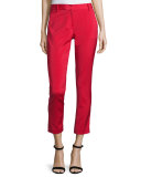 Stretch Faille Cropped Slim-Fit Pants, Cadmium Red