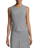 Check V-Neck Cropped Shell, Black/White