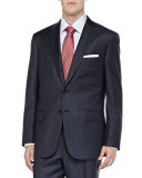 Striped Two-Piece Suit, Blue/Brown