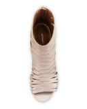 Greece Laser-Cut Open-Toe Bootie, Blush Pink