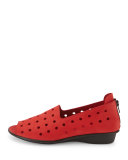 Edwina Perforated Open-Toe Slip-On, Red