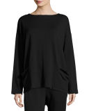Bateau-Neck Stretch-Fleece Top