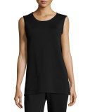 Long Wool Knit Tank, Black 