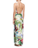 Long Printed Sarong Coverup, Exotic Hypnotic