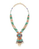 Beaded Fringe Pendant Necklace