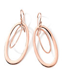 18K Rose Gold Smooth Double Open Oval Earrings