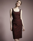 Sleeveless Embellished Sheath Dress W/Belt, Marsala