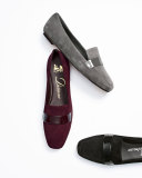 Fab Patent-Strap Suede Loafer, Black
