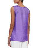 Tissue Silk Tank, Purple, Petite