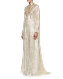 Sequined Metallic Caftan, Ivory
