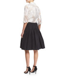 Floral Jacquard Button Blouse
