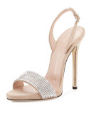 Coline Crystal 110mm Sandal, Pallido