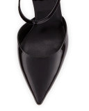 Helene Patent Pointed-Toe Mule, Black