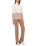 Carol Classic Flat-Front Pants, Camel