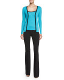 Mid-Rise Flare-Leg Pants, Black