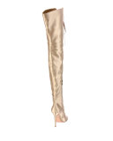 Marie Satin Lace-Up 105mm Over-the-Knee Boot, Beige