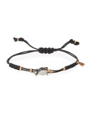 Pull-Cord Bracelet with Black & White Diamond Penguin in 18K Gold