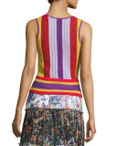 Lace-Up Striped Crochet Tank, Multi