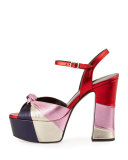 Candy Knotted Platform Sandal, Nuit/Platino/Vegas Pink/Rouge