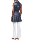 Diora Long Belted Leather Vest