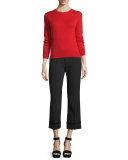 Cropped Stretch-Wool Pants, Black