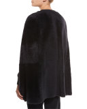 Shearling Fur Shorty Cape, Dark Gray