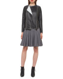 Sleeveless Pleated Drop-Waist Dress, Silver Charm