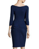 Tilda 3/4-Sleeve Peplum Sheath Cocktail Dress 